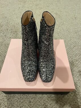 Glitter Ankle Boots - Black/Silver Sparkle by Kate Spade